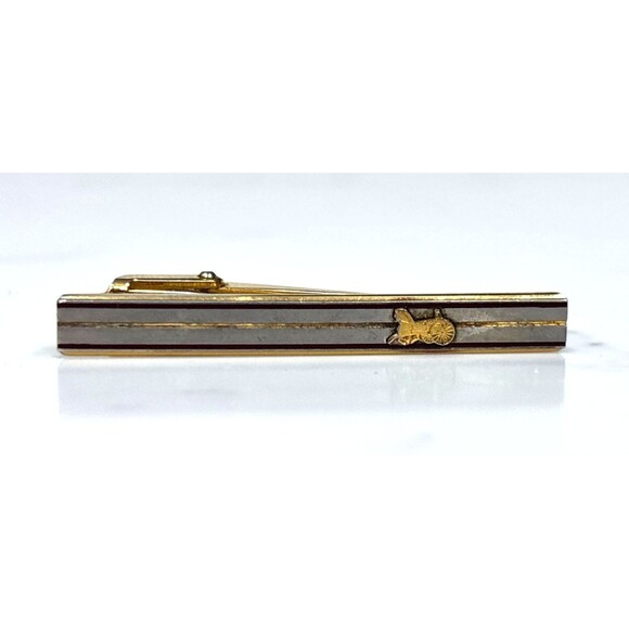 Vintage Celine Carriage Logo Tie Clip Sterling Silver 925 Gold Plated - Picture 1 of 9